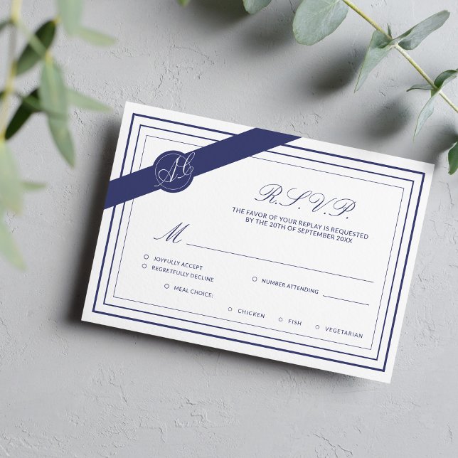 Simple elegant classic formal wedding meal choice  RSVP card (Creator Uploaded)