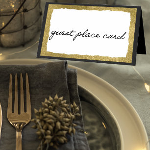 Simple Elegant Classic Gold Black  Party Event Place Card