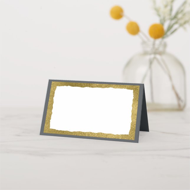 Simple Elegant Classic Gold Grey Party Event Place Card (Front)