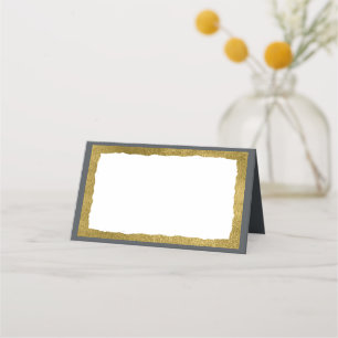 Simple Elegant Classic Gold Grey Party Event Place Card