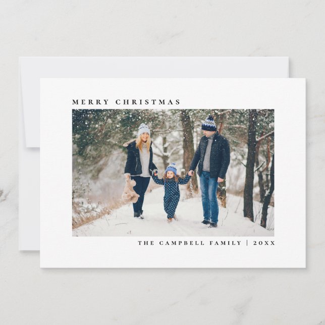 Simple Elegant Classic Merry Christmas Custom Pic Holiday Card (Front)