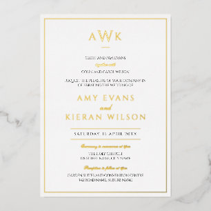 Simple Elegant Classic Monogram Wedding Gold