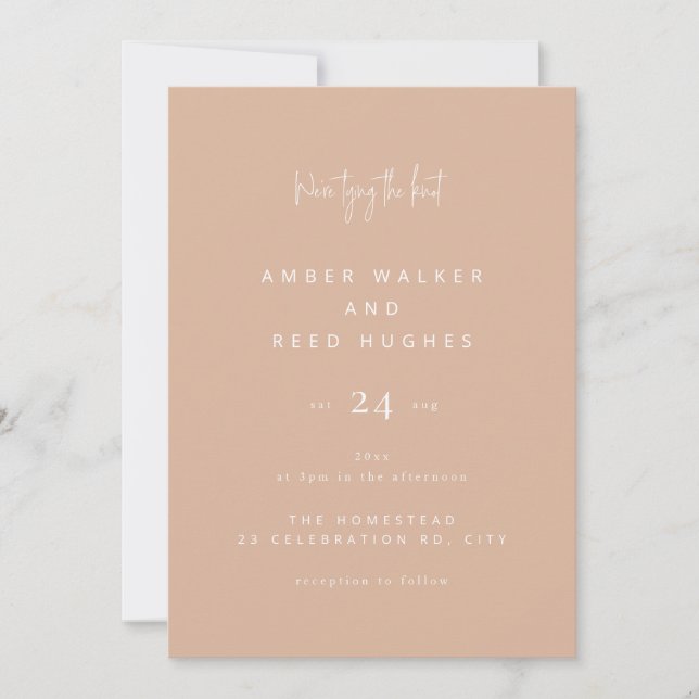 Simple Elegant Classic Wedding Blush Pink Script Invitation (Front)