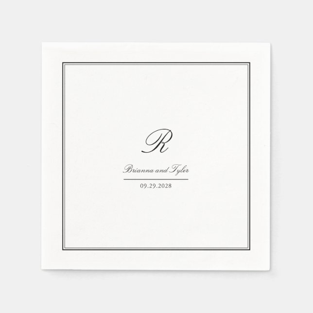 Simple Elegant Classic Wedding Monogram Napkin (Front)