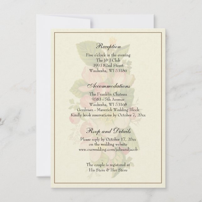 Simple Elegant Classic Wedding Reception Enclosure Invitation (Front)