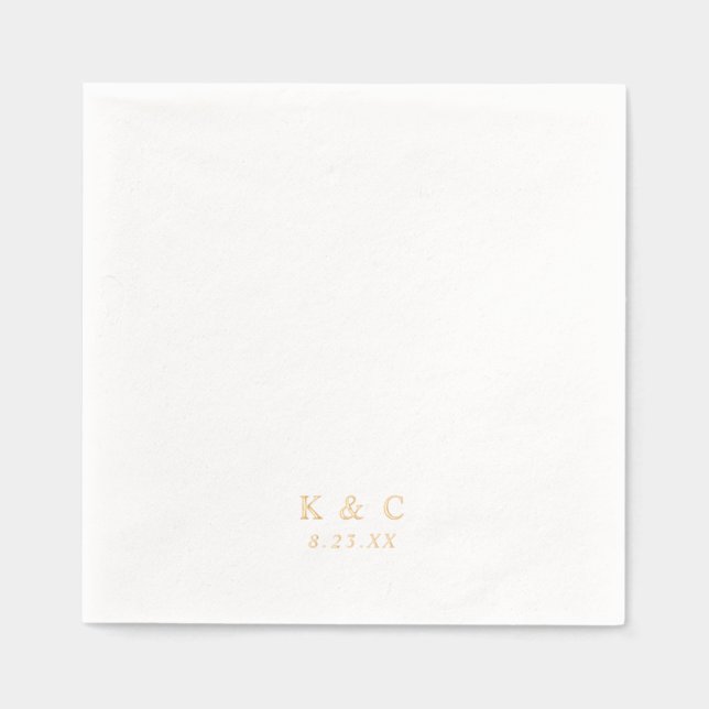 Simple Elegant Classy Modern Wedding Gold Foil Napkins (Front)