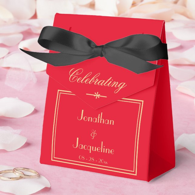 Simple Elegant Classy Red Gold Thank You  Favour Box (Wedding)