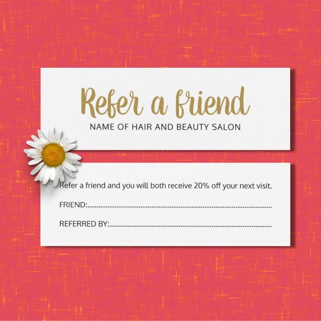 Simple Elegant Clean Faux Gold White Referral Card (Creator Uploaded)