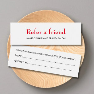 Simple Elegant Clean Red White Referral Card