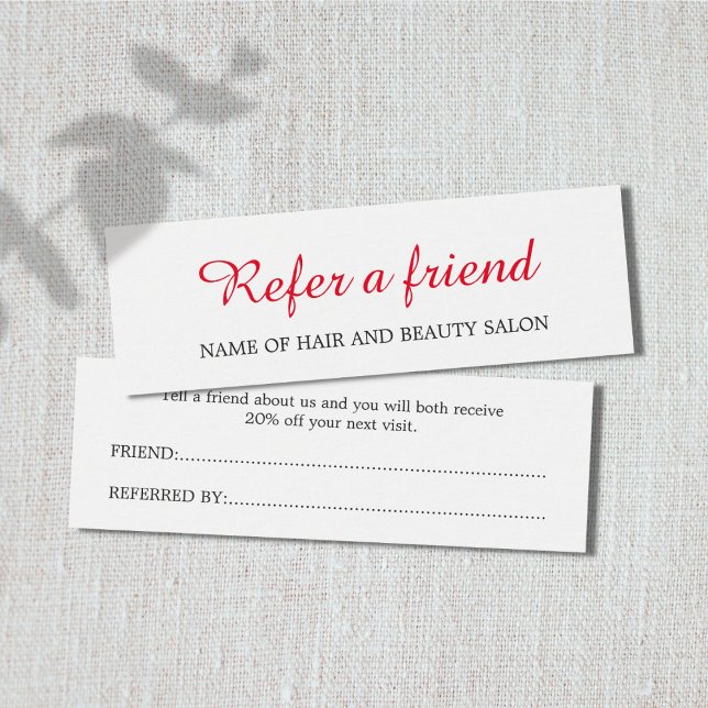 Simple Elegant Clean Red White Referral Card (Creator Uploaded)
