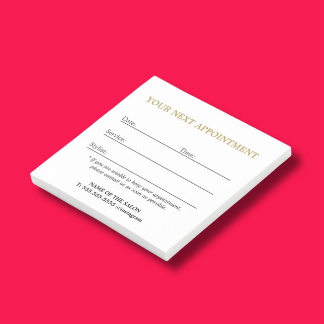 Simple Elegant Clean Salon Appointment Post-it Notes (Creator Uploaded)
