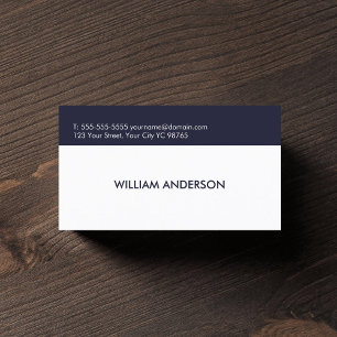 Simple Elegant Clean White Blue Consultant Business Card