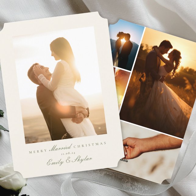 Simple Elegant Collage Merry Married Christmas Holiday Card (Creator Uploaded)