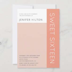 Simple elegant colour block sweet sixteen invitati invitation