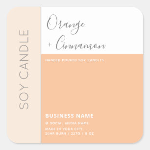 Simple elegant colour block typography soy candle square sticker