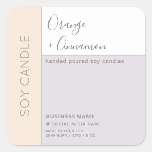 Simple elegant colour block typography soy candle square sticker