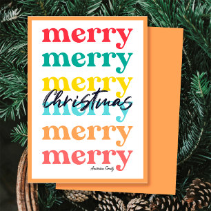Simple Elegant Colourful Orange Merry Christmas Holiday Card