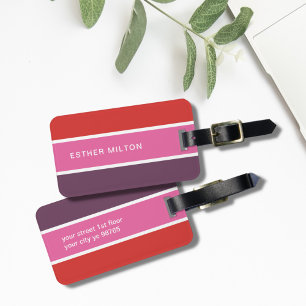Simple Elegant Colourful Stripes Luggage Tag
