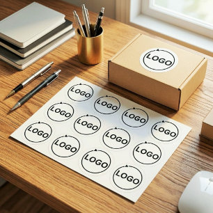 Simple Elegant Company Logo Here Custom Minimal Classic Round Sticker