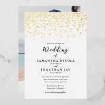 Simple Elegant Confetti Photo Wedding Gold