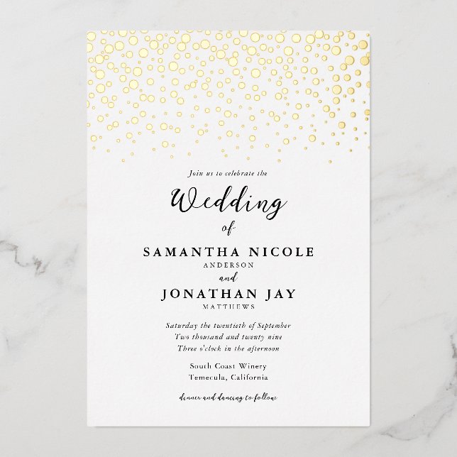 Simple Elegant Confetti Wedding Gold (Front)