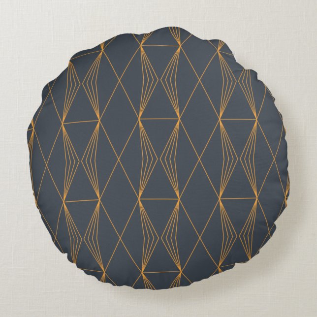 Simple, elegant, cool, trendy line graphic pattern round cushion (Back)