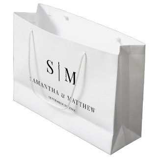 Simple Elegant Couple Initials Wedding Sponsors Large Gift Bag
