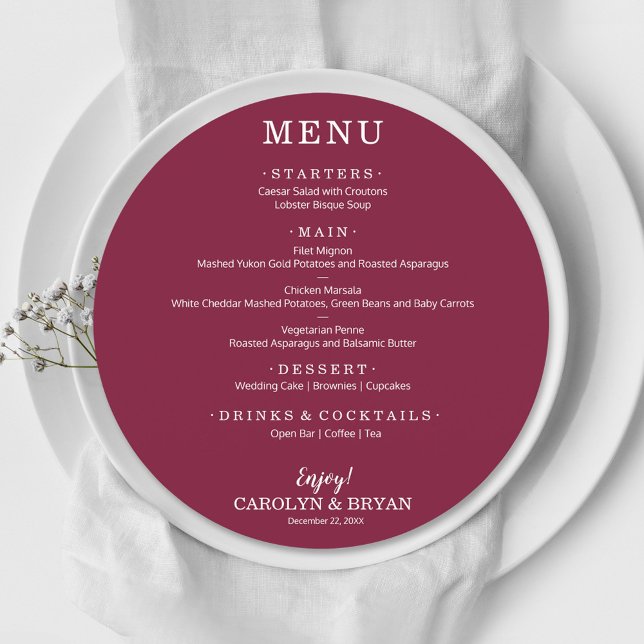 Simple Elegant Cranberry Round Christmas Menu (Creator Uploaded)