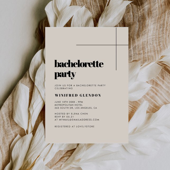 Simple elegant Cream bachelorette party invitation (Creator Uploaded)
