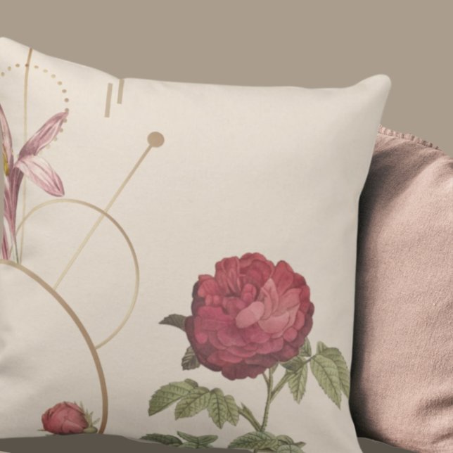 Simple Elegant Cream & Burgundy Floral Design Cushion (Creator Uploaded)