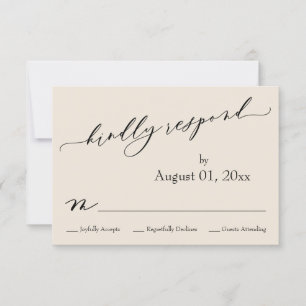 Simple, Elegant, Cream Kindly Respond RSVP Card