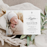 Simple Elegant Cross Calligraphy Photo Baptism