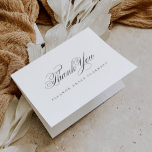 Simple Elegant Cross Script Calligraphy Baptism Thank You Card