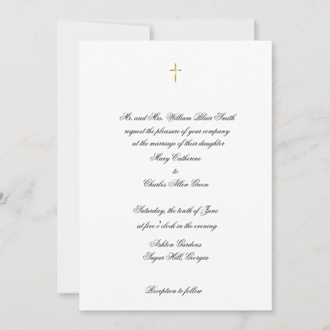 Simple Elegant Cross Wedding Invitation, Baptisms, Invitation (Front)