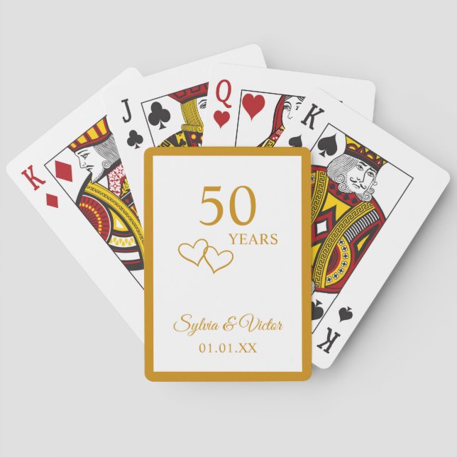 Simple Elegant Custom 50th Anniversary Party Favou Playing Cards (Back)