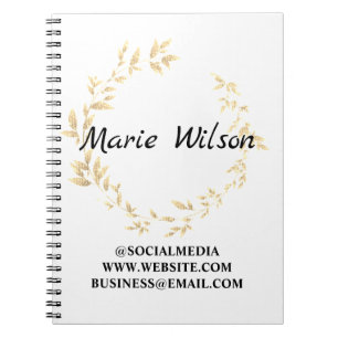 Simple elegant custom add your name glitter notebo notebook