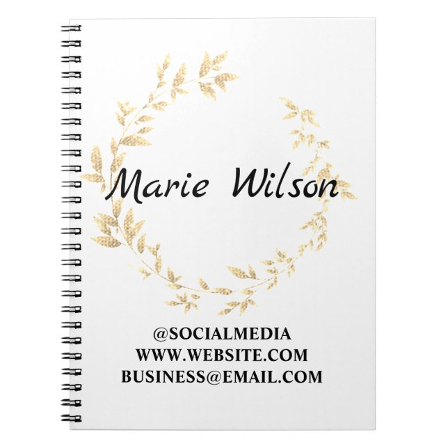 Simple elegant custom add your name glitter notebo notebook (Front)