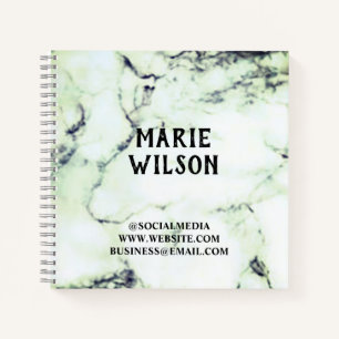 Simple elegant custom add your name marble noteboo notebook