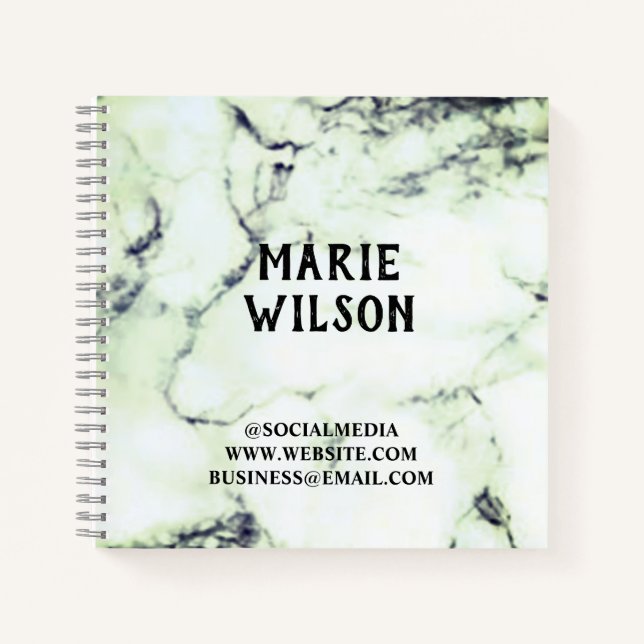 Simple elegant custom add your name marble noteboo notebook (Front)