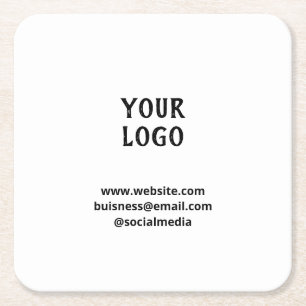 Simple elegant custom add your name marble stone square paper coaster