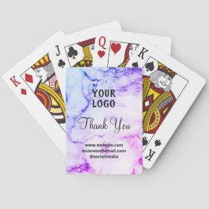 Simple elegant custom add your name marble thanks  playing cards