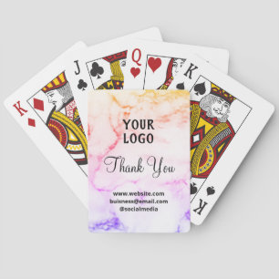 Simple elegant custom add your name marble thanks playing cards