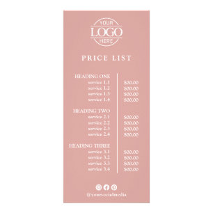 Simple Elegant Custom Business Logo Price List Rack Card