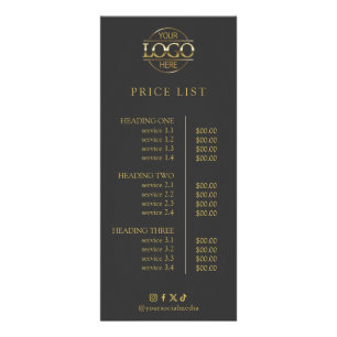Simple Elegant Custom Business Logo Price List Rack Card