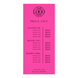 Simple Elegant Custom Business Logo Price List Rack Card