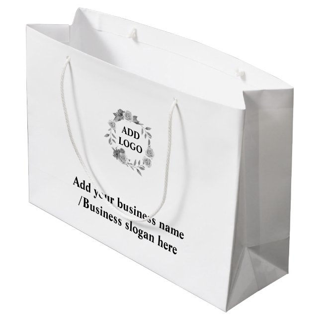 Simple elegant custom logo here company      large large gift bag (Back Angled)