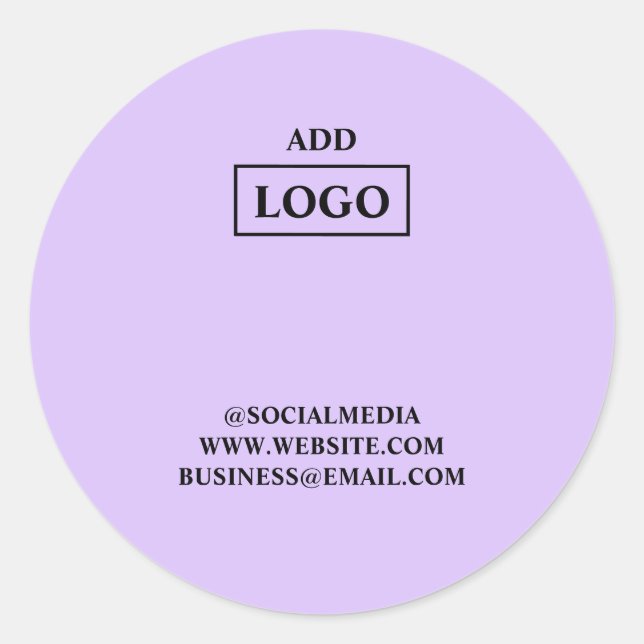 Simple elegant custom logo here company social   classic round sticker (Front)