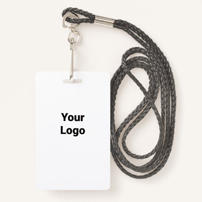 Simple elegant custom logo here company  throw pil ID badge (Front with Lanyard)