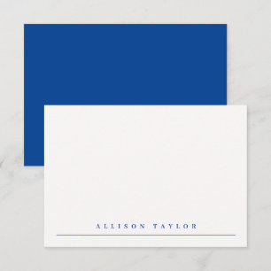 Simple Elegant Custom Name Navy Blue Note Card