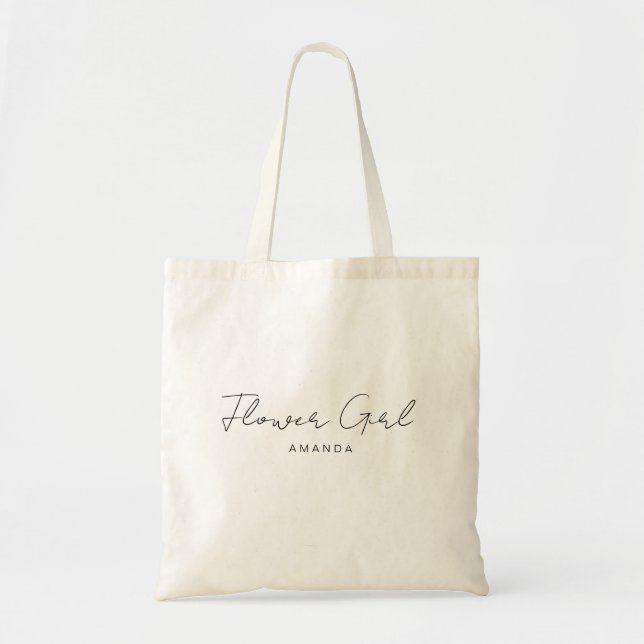 Simple Elegant Customisable Flower Girl Tote (Front)